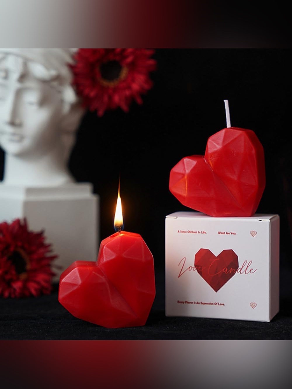 Red Heart Shaped Love Candle Decor Gift New in Box